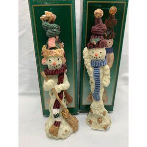 Set of 2 Vtg Pencil Snowman 6.25" Cedar Creek Collection 6"